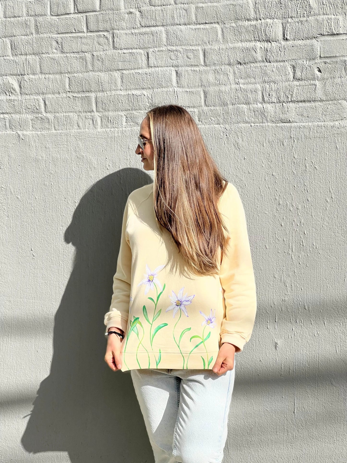 Edelweiss Flower Painted Sweatshirt - Rebelle Theory