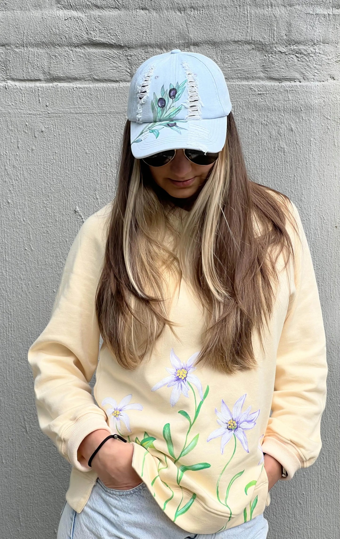 Edelweiss Flower Painted Sweatshirt - Rebelle Theory