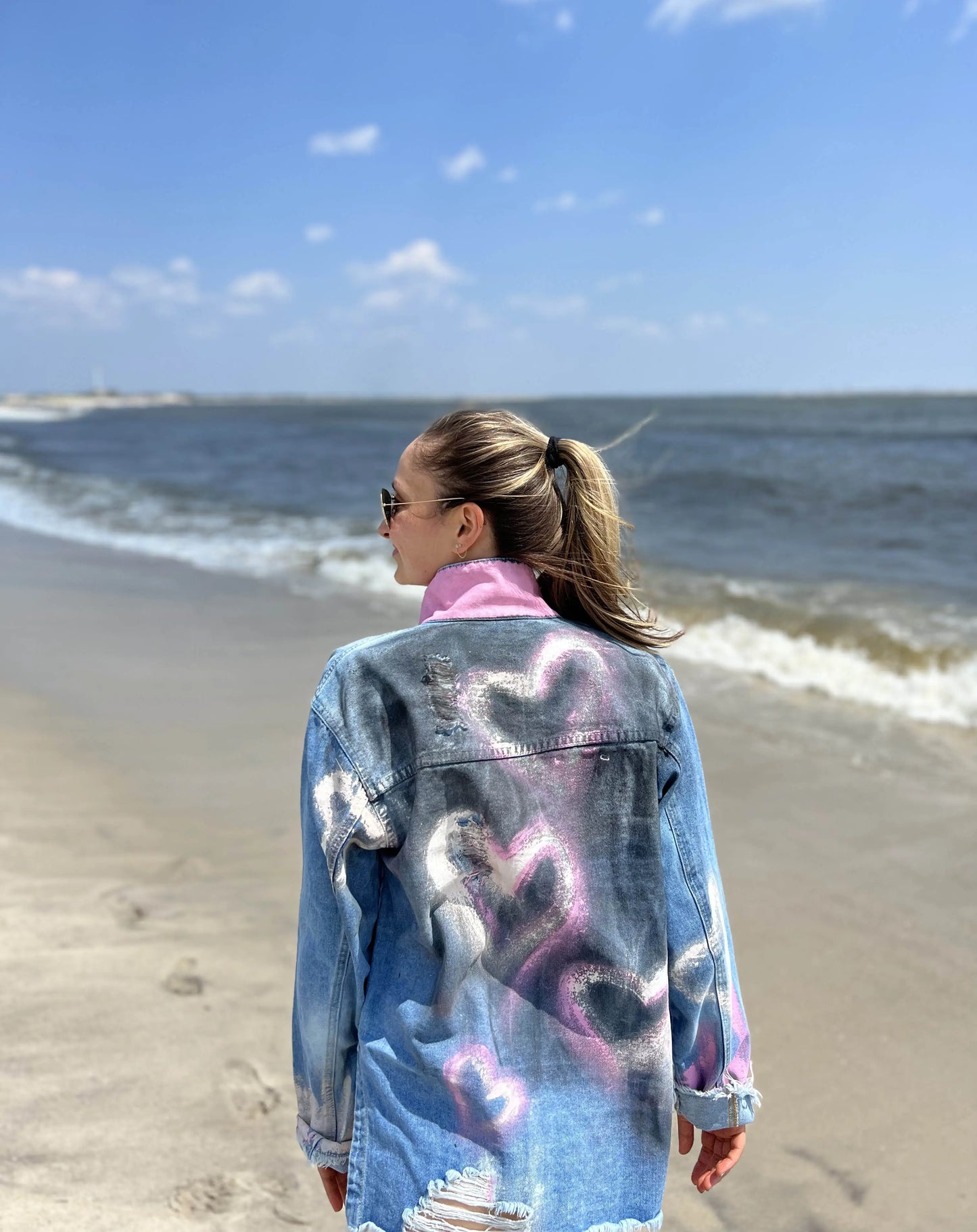 'GRAFFITI HEARTS' Painted Denim Shirt - Rebelle Theory