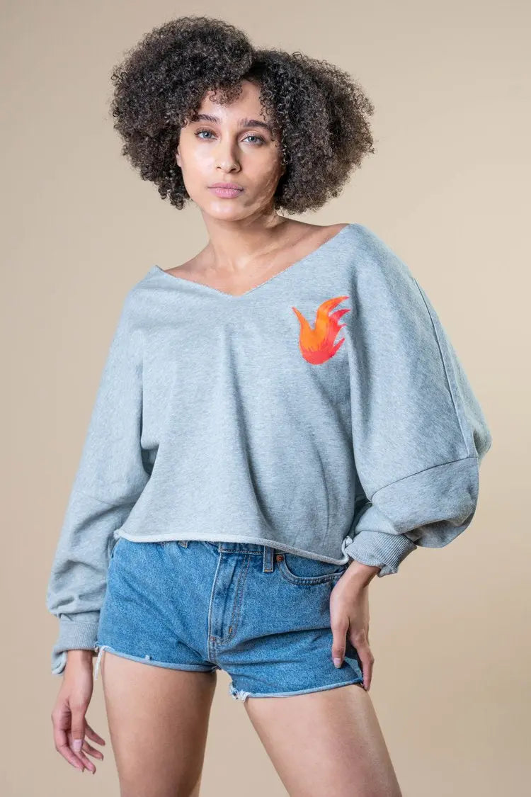 STRAIGHT FIRE Painted Sweatshirt - Rebelle Theory