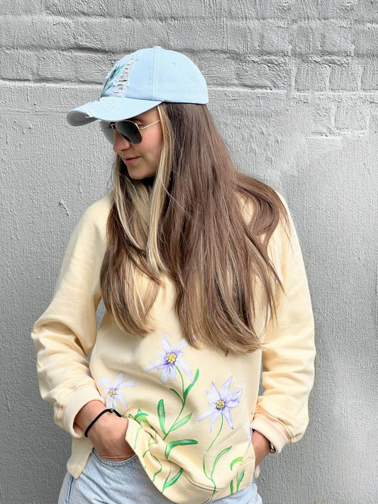 Edelweiss Flower Painted Sweatshirt - Rebelle Theory