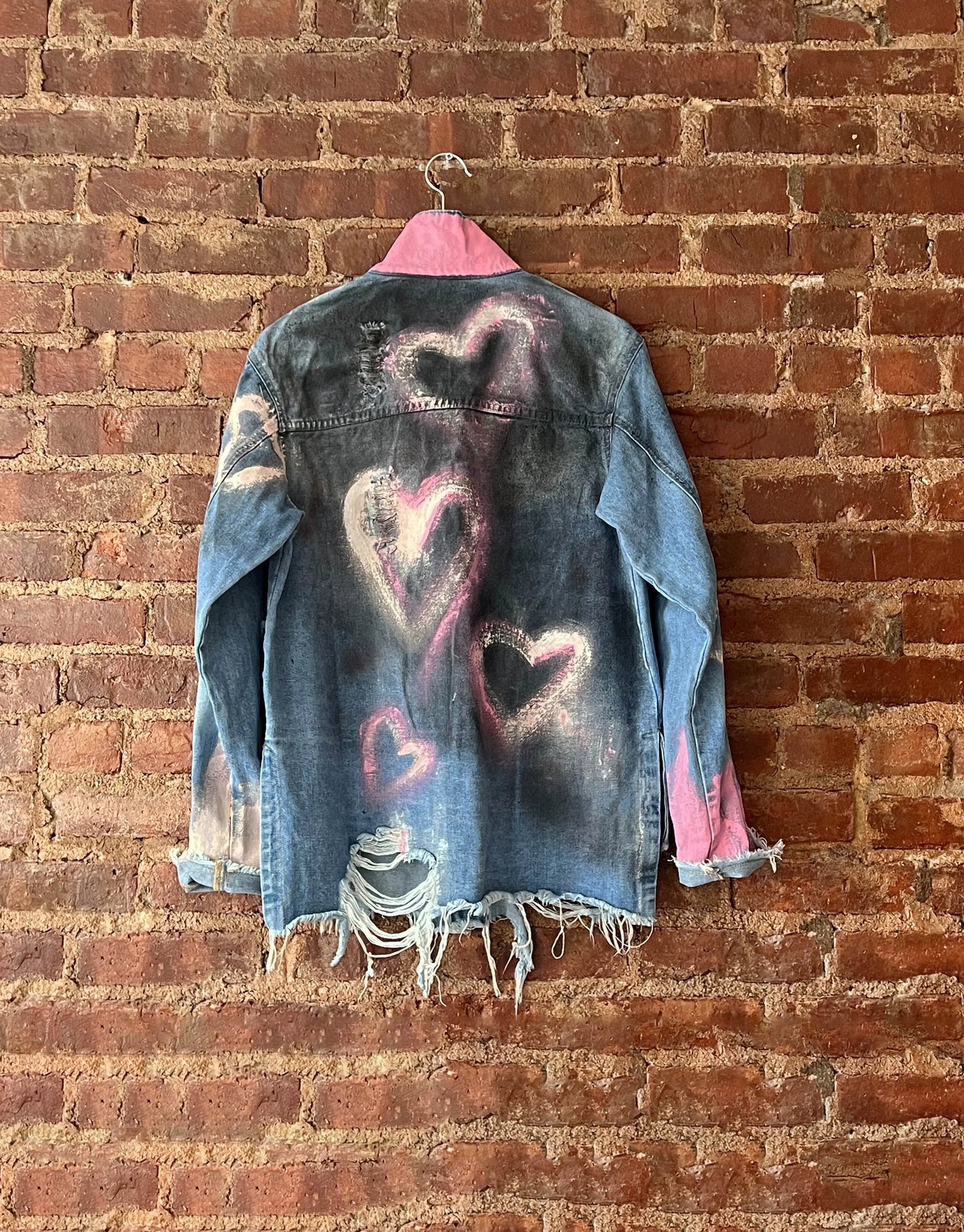 'GRAFFITI HEARTS'  Painted Denim Shirt - Rebelle Theory