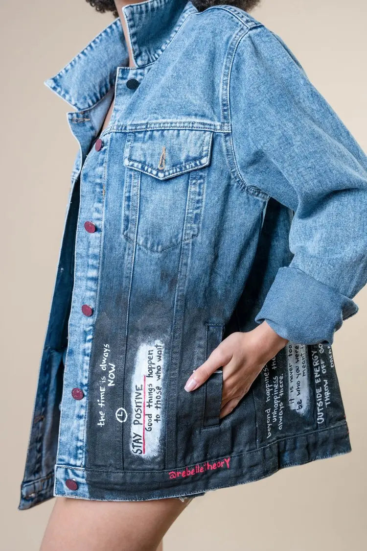 POSITIVE QUOTES Painted Jacket - Rebelle Theory