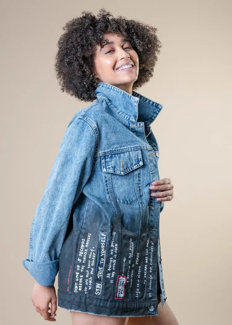 POSITIVE QUOTES Painted Jacket - Rebelle Theory