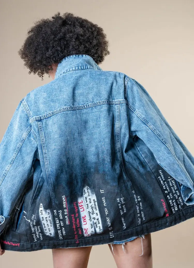 POSITIVE QUOTES Painted Jacket - Rebelle Theory