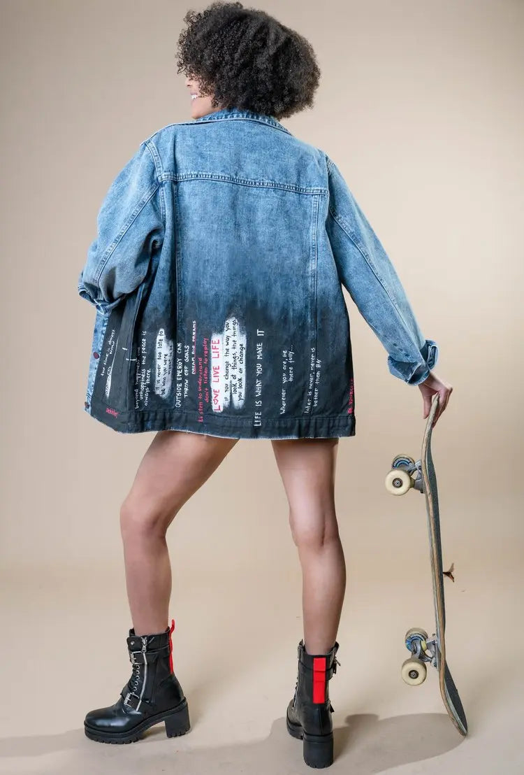 POSITIVE QUOTES Painted Jacket - Rebelle Theory