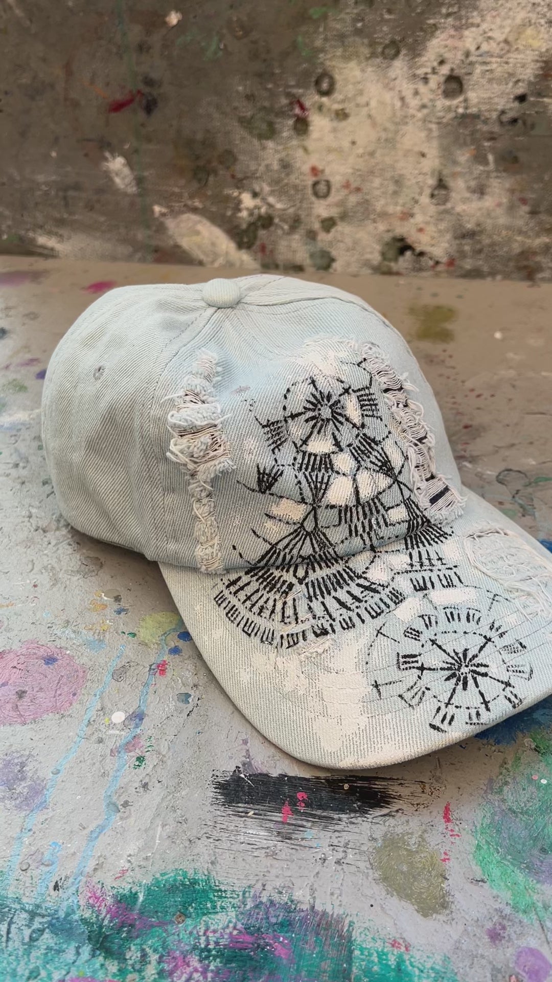 baseball cap with crochet painted  video